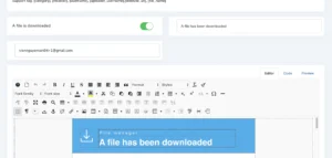 Email template settings for file download notification